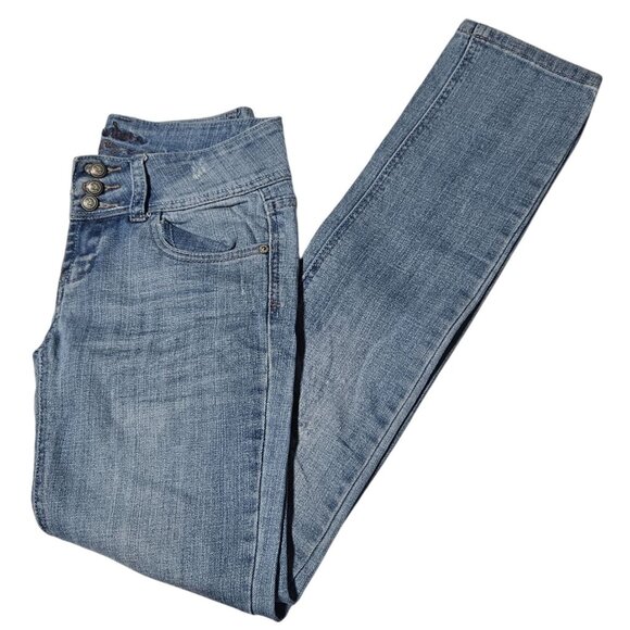 C'est Toi Jeans Womens Size 1 Skinny Low Rise Light Wash Denim Pants Juniors - Picture 1 of 6